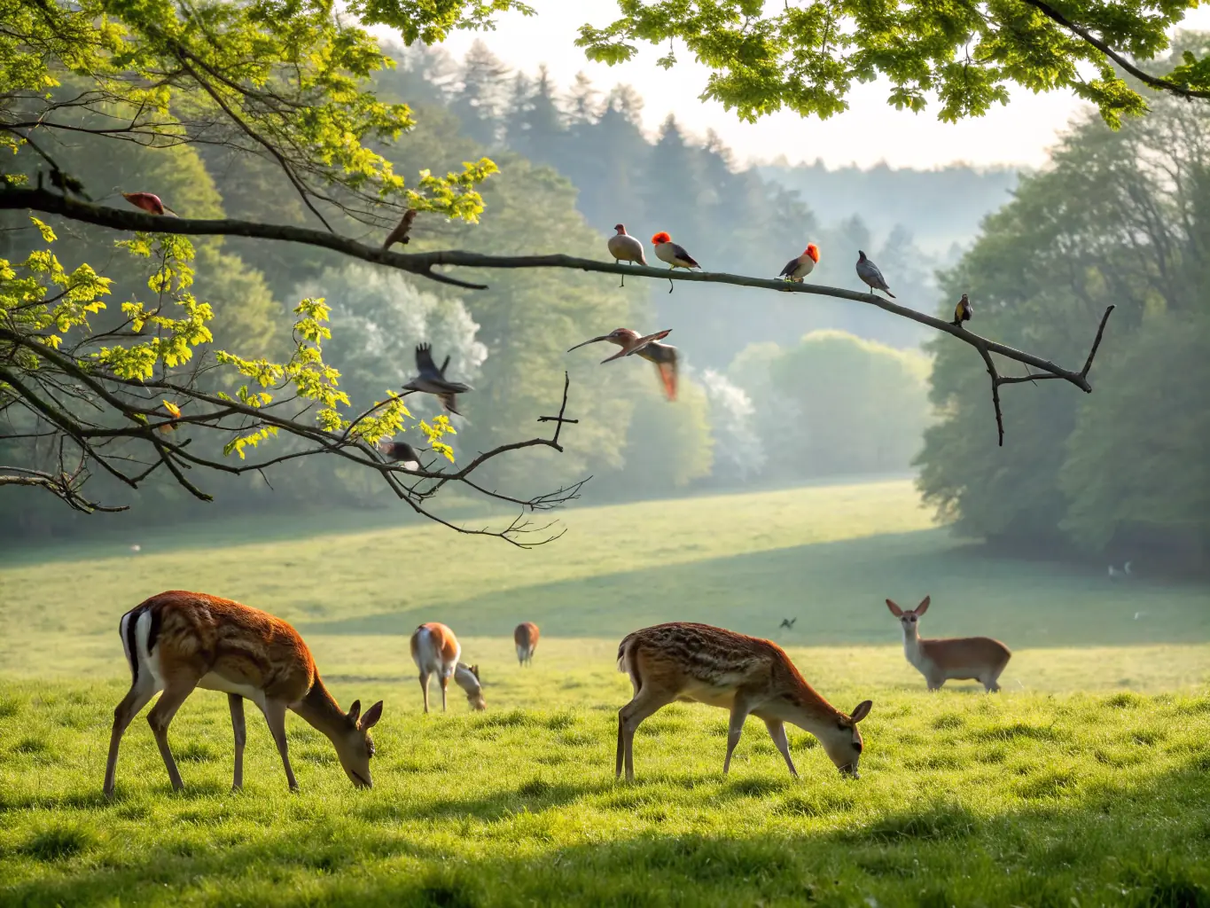 A photograph showcasing a wildlife breeding program, with healthy animals in a protected environment, highlighting the organization's efforts in species conservation.