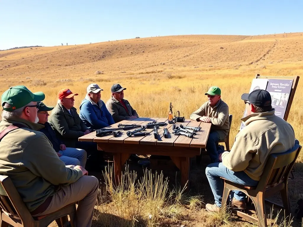 A photograph of a community workshop on sustainable hunting practices, demonstrating the organization's commitment to educating and involving local residents.